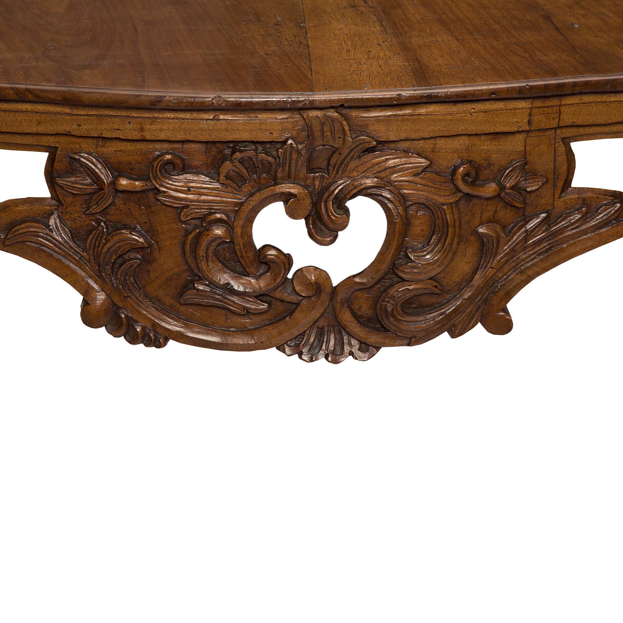 Louis XV Style Formal Natural Italian Walnut Dining Table