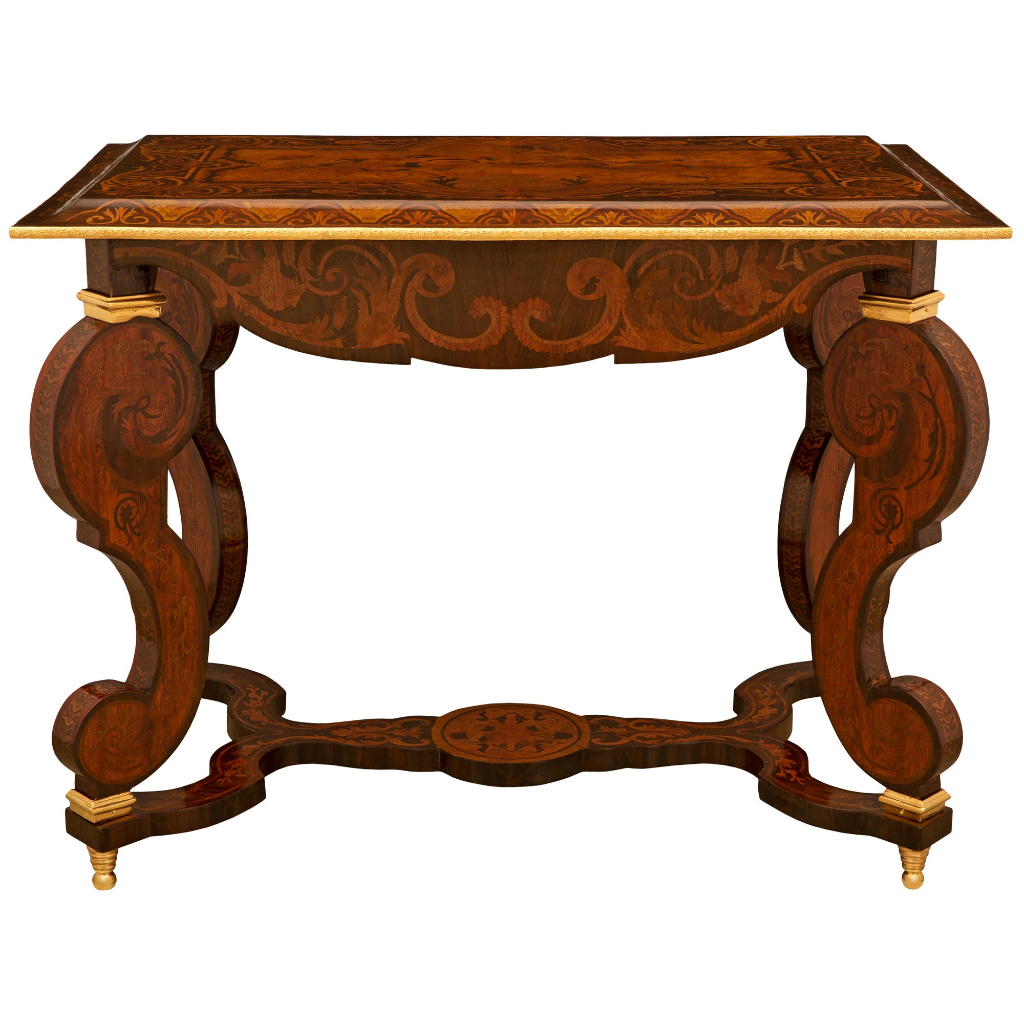 A Continental 19th Century Louis XIV St. Kingwood, Exotic Wood And Ormolu  Center/side Table. - Cedric DuPont Antiques